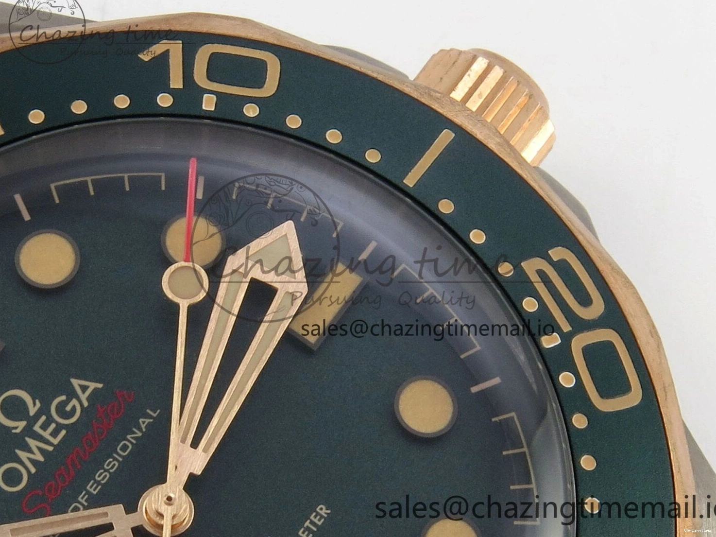 0329 OdorResistant Seamaster 300M Diver Titanium Bronze Gold VSF 1:1 Best Edition Green Dial on Titanium Mesh Bracelet A 7660